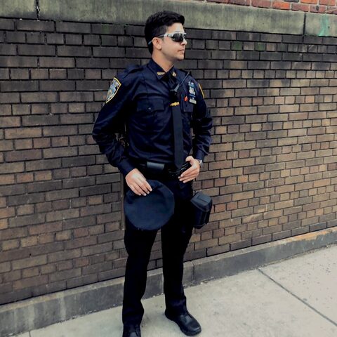 Ali Akbar in full NYPD Auxiliary Police uniform on patrol in New York City